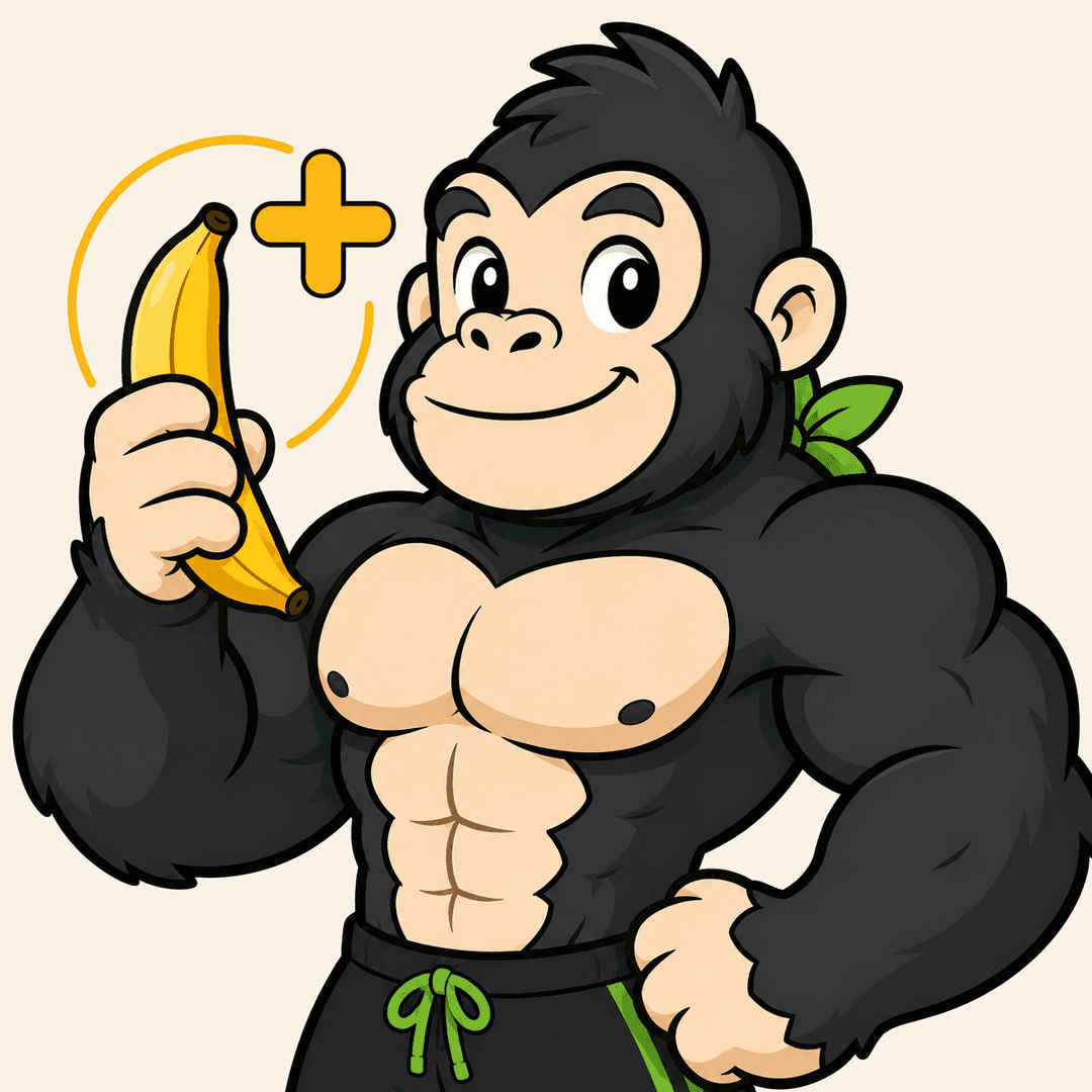 Gori Plus mascot holding a banana